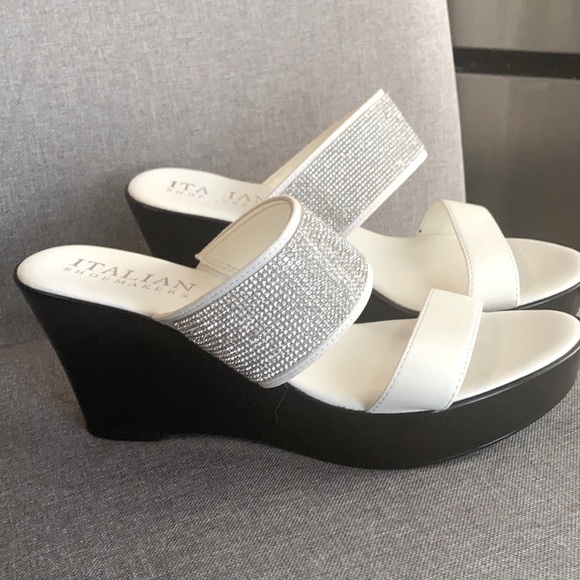 Italian Shoemakers Shoes | White High Sandals With Shiny Sz 9 Italian | Poshmark
